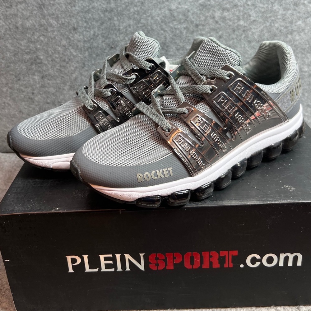 Philipp Plein Sport Rocket Runner Dark Grey Metallic Mesh Sneakers Women 39